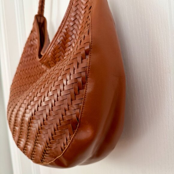 Bembien Bobbie Woven Leather Bag Sienna Cognac Brown - Picture 8 of 16